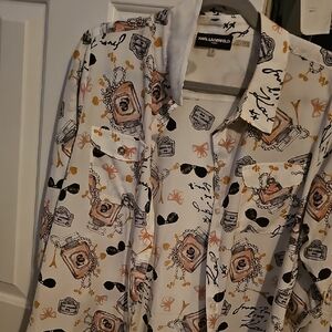 Karl Lagerfeld White and Black Graphic Shirt